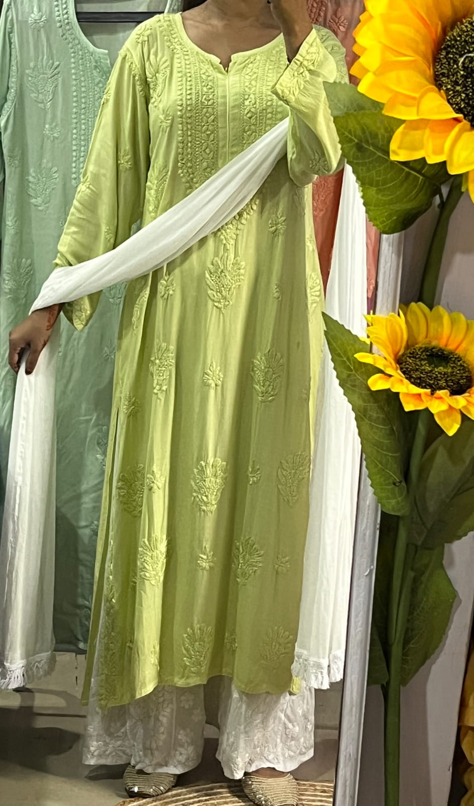 Comfortable Stylish chikankari Soft Kurtis in pastel shades