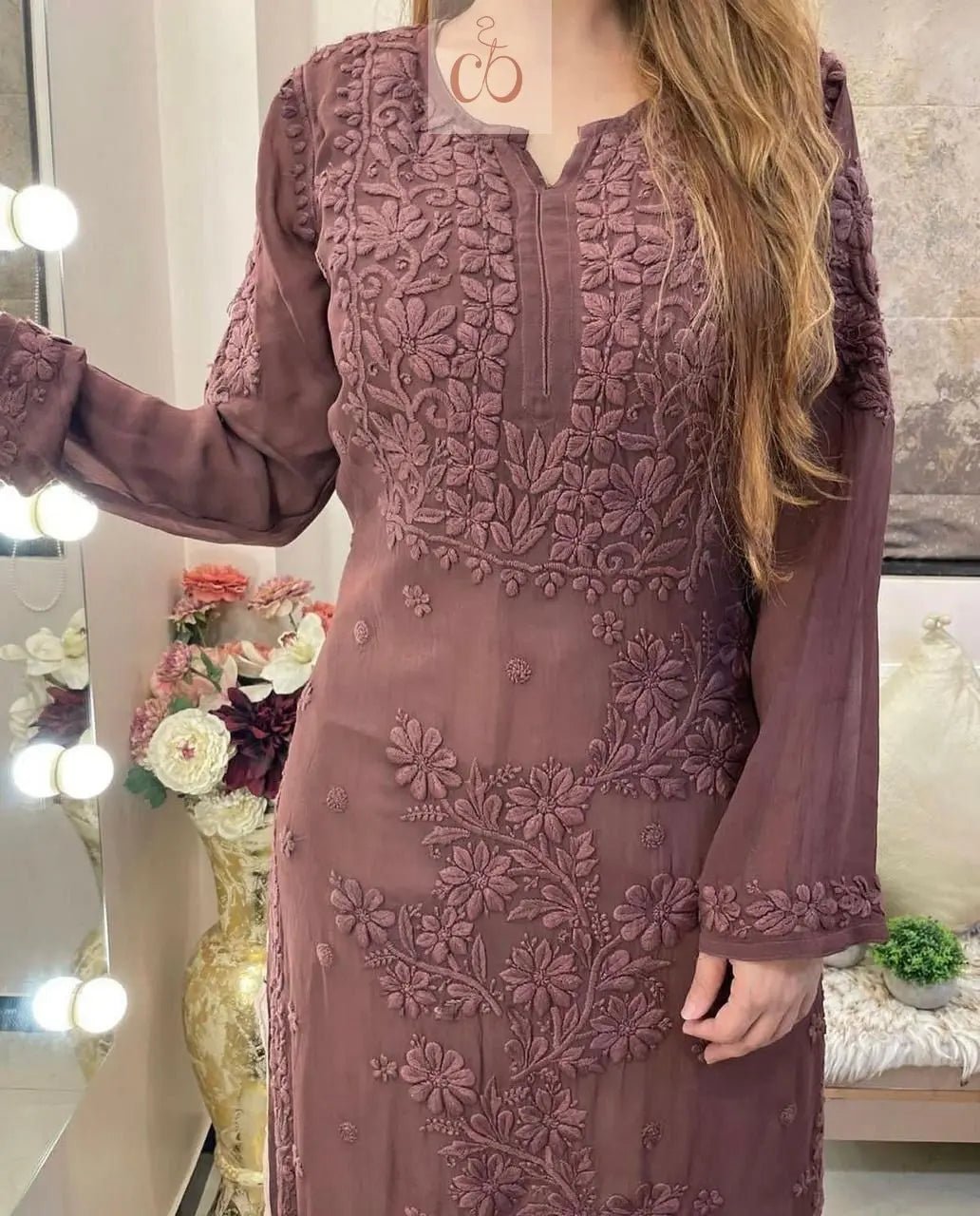 3D Luxe Viscose Kurta - chikankariofficial