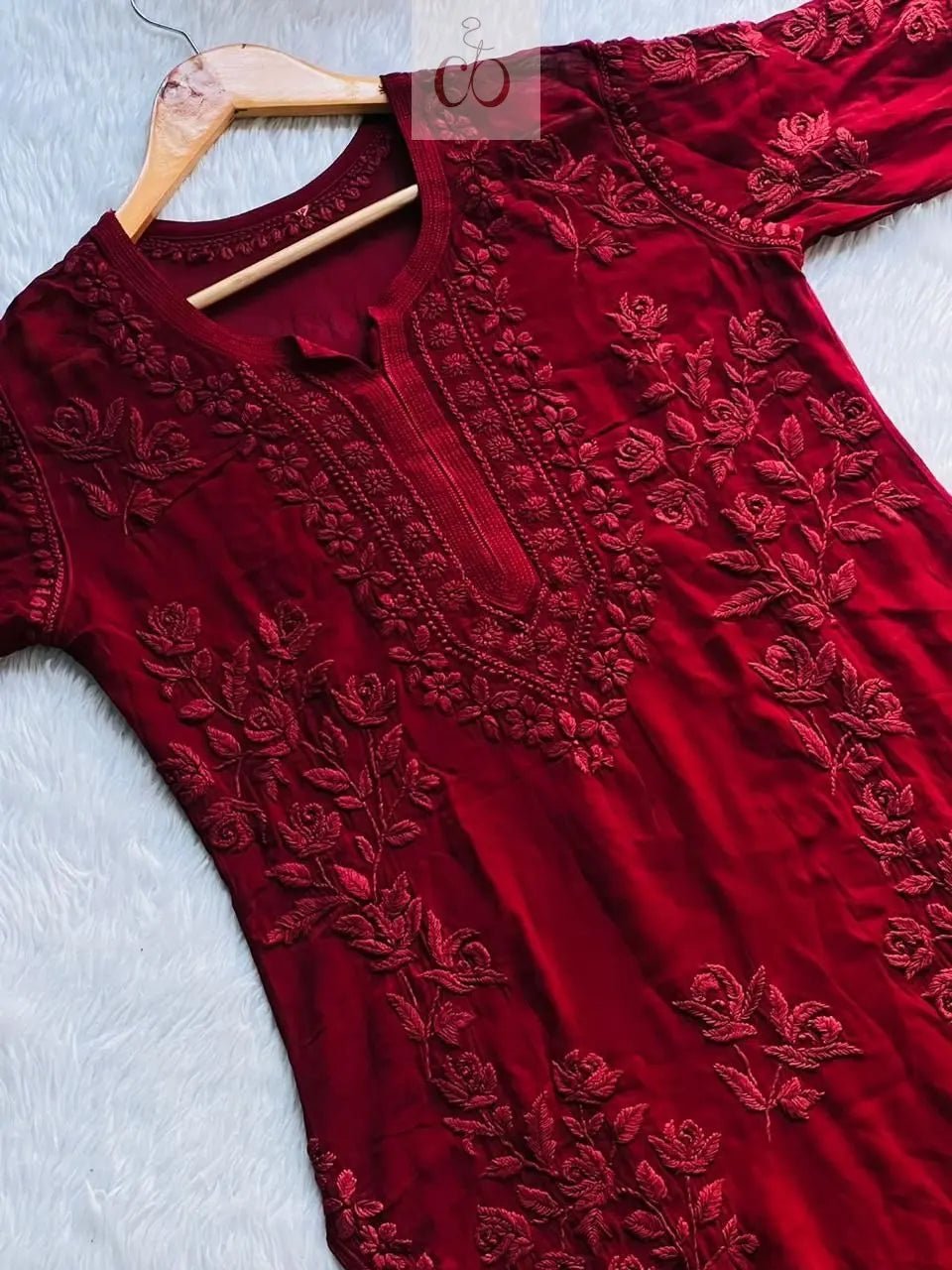 3D luxe viscose Kurti - chikankariofficial