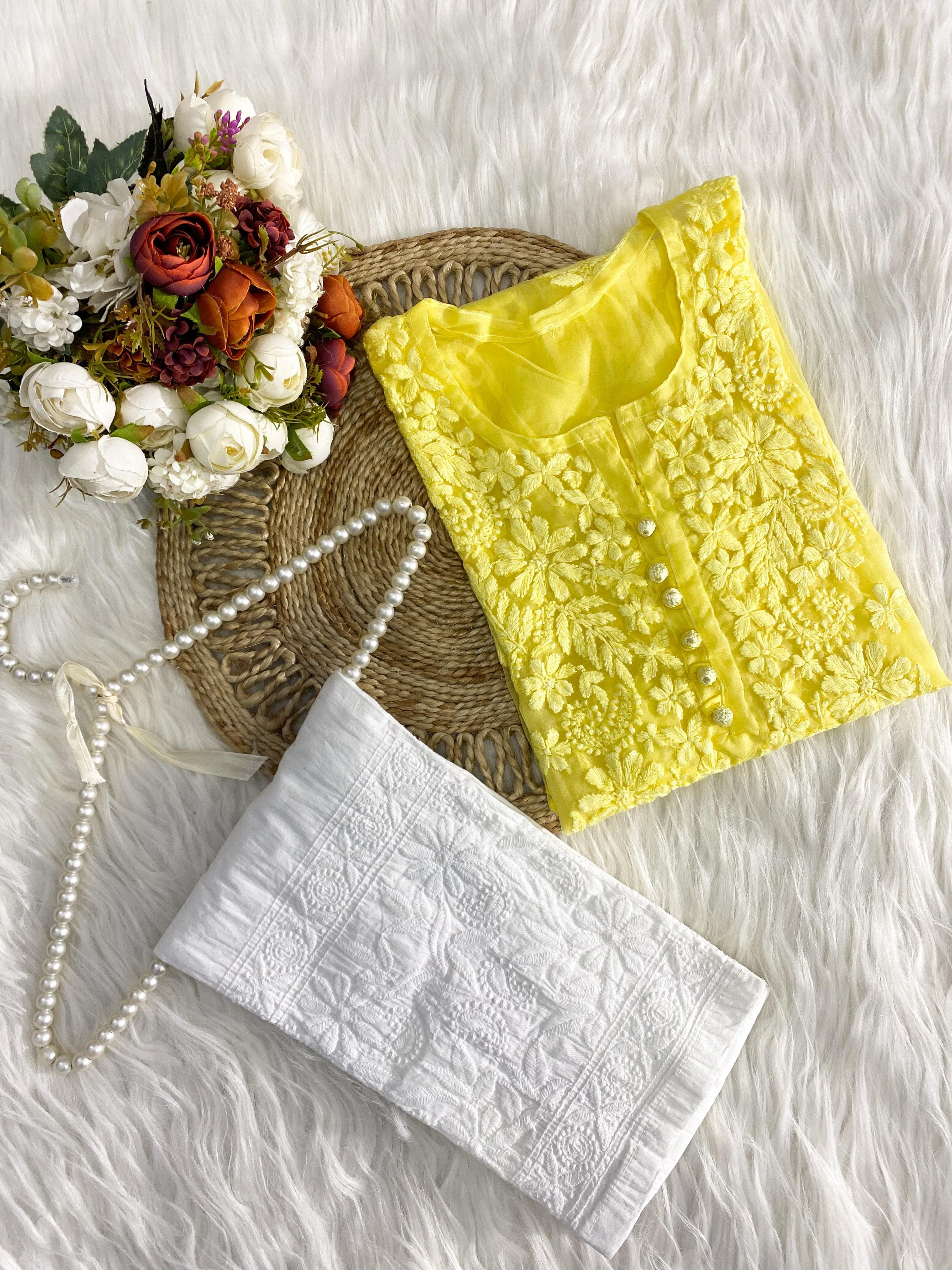 Khubsurat Chikankari Silk Organza kurta
