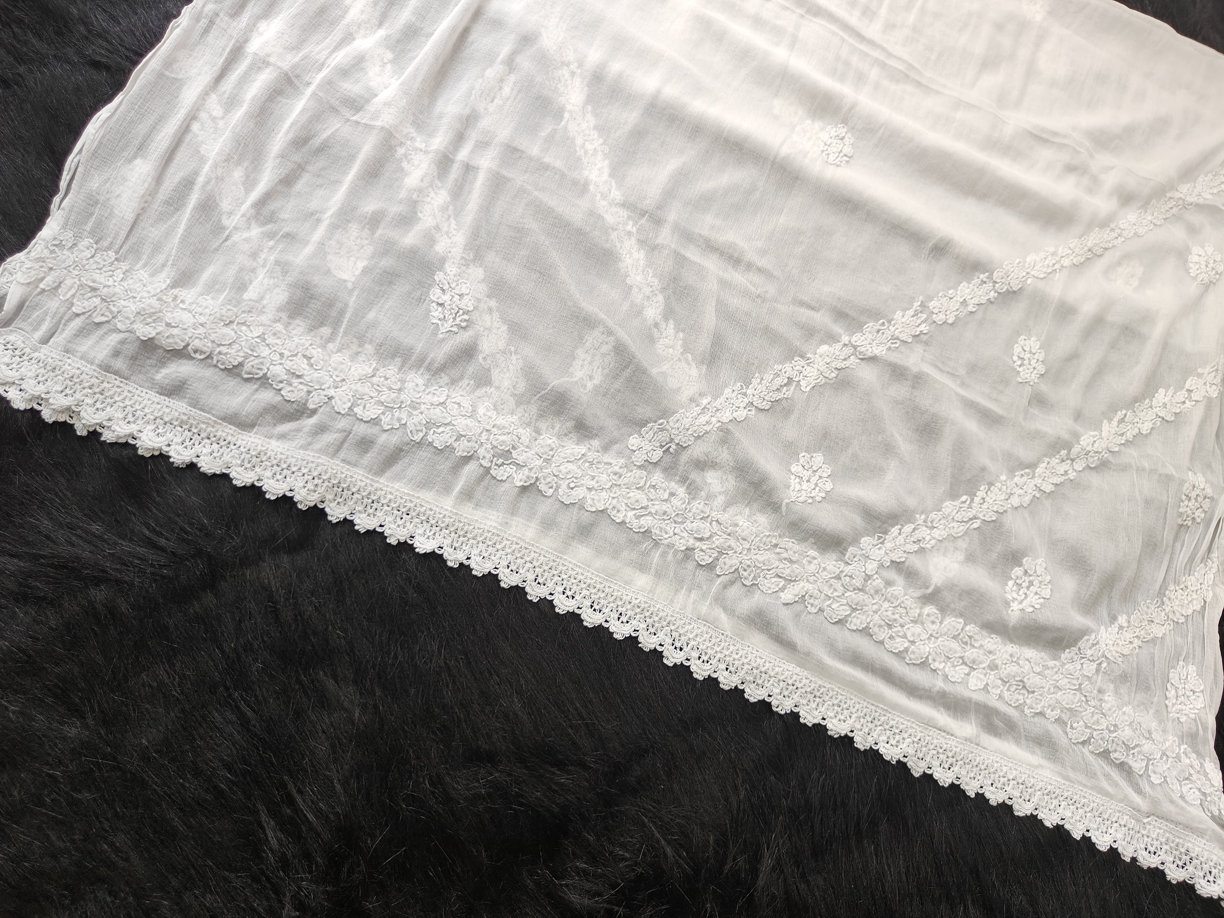 Chiffon Dupatta With Border Lace
