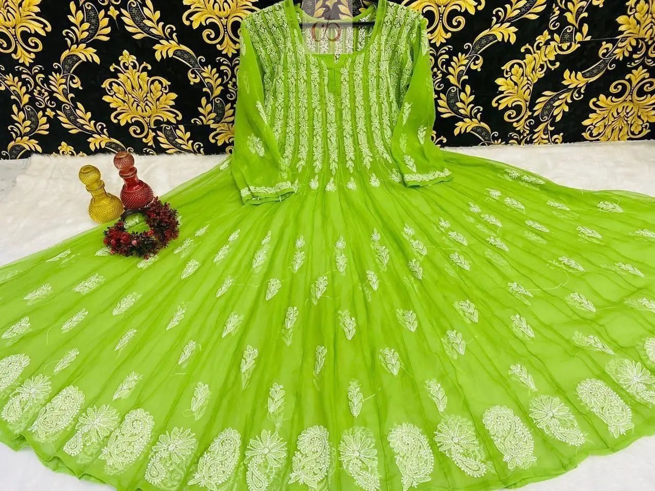 56 Kali Anarkali With A line inner - chikankariofficial