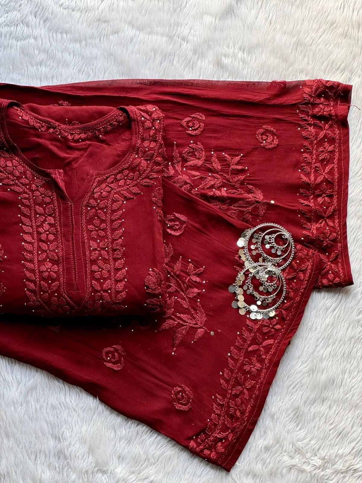 7 Boota Muqaish Viscose Set - chikankariofficial