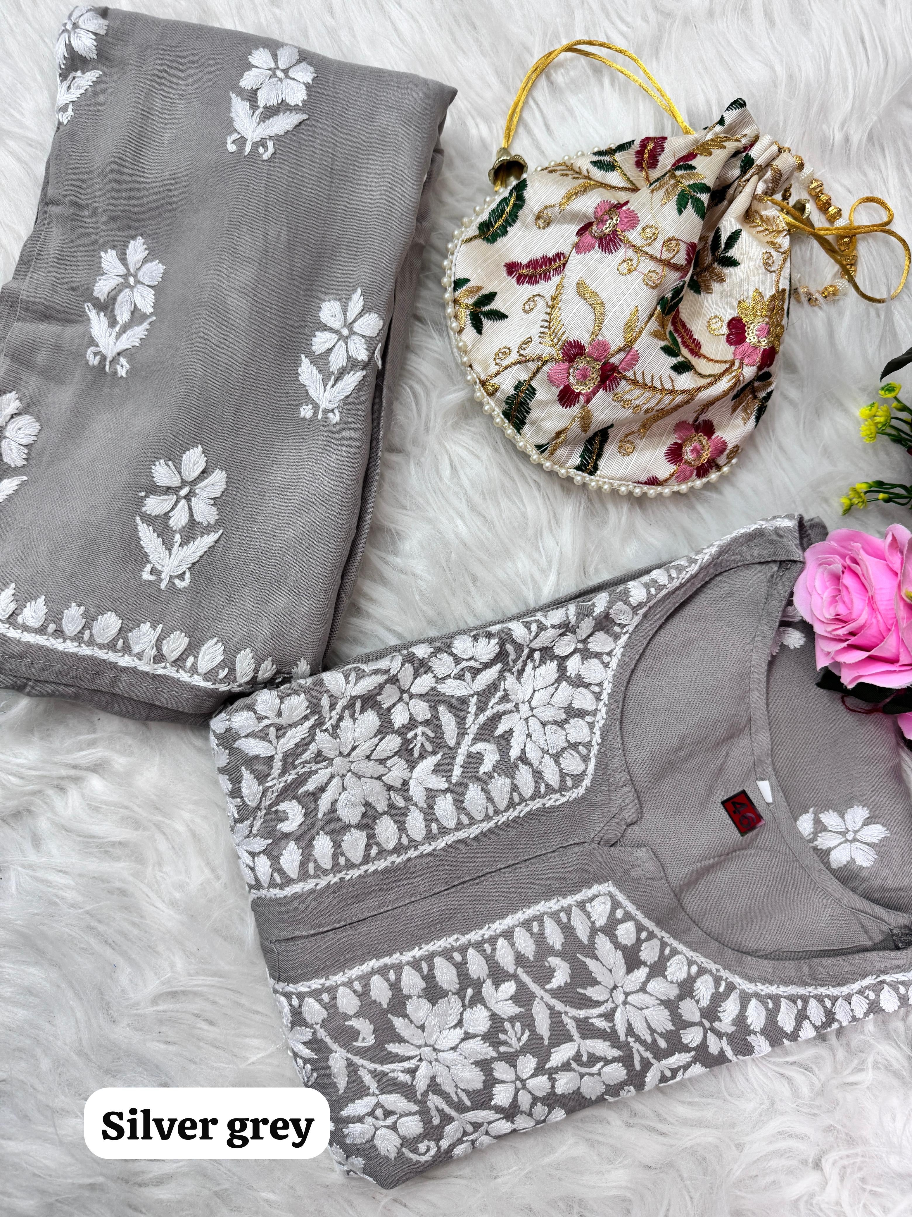 Heavy Handwork Kurti Combo with potli