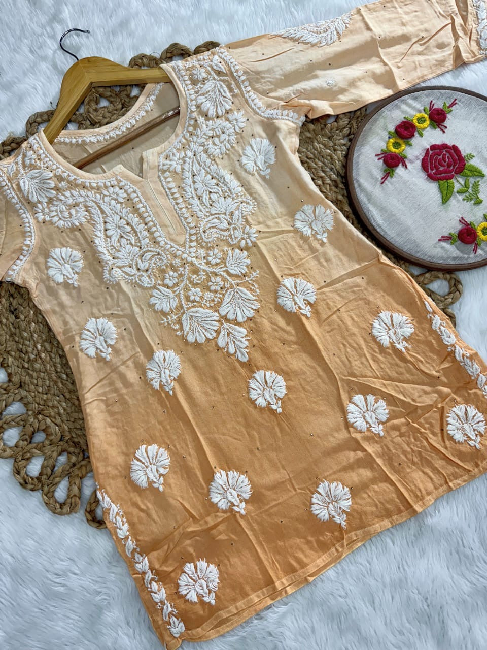 Dual Shade Rayon Muqaish Short Kurta
