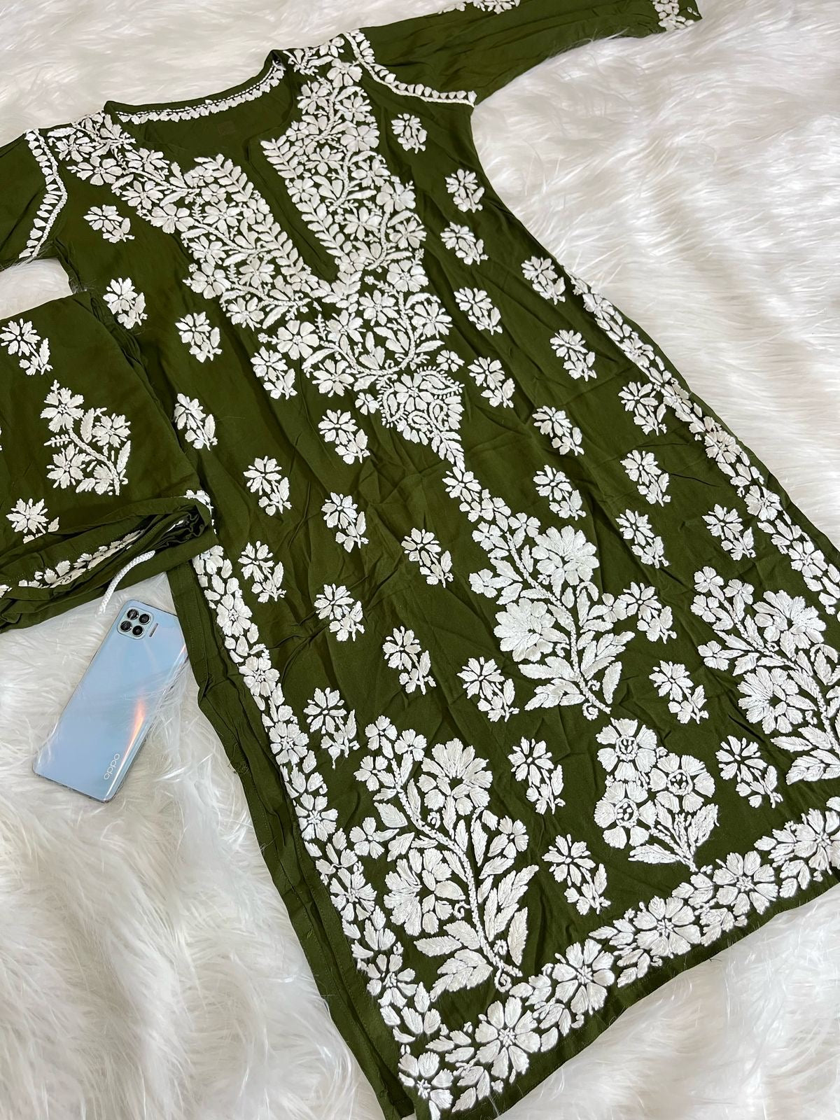 Huda Heavy embroidery Handcrafted Rayon Chikankari Combo