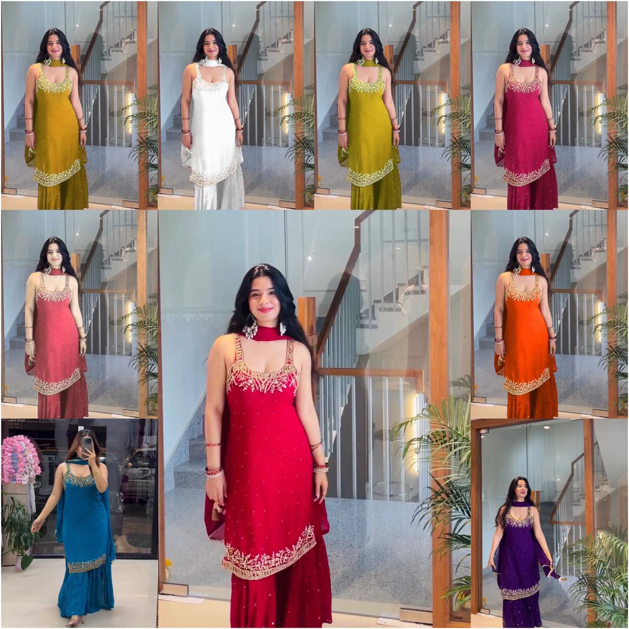 Elegant Bordered Work Ethnic Set