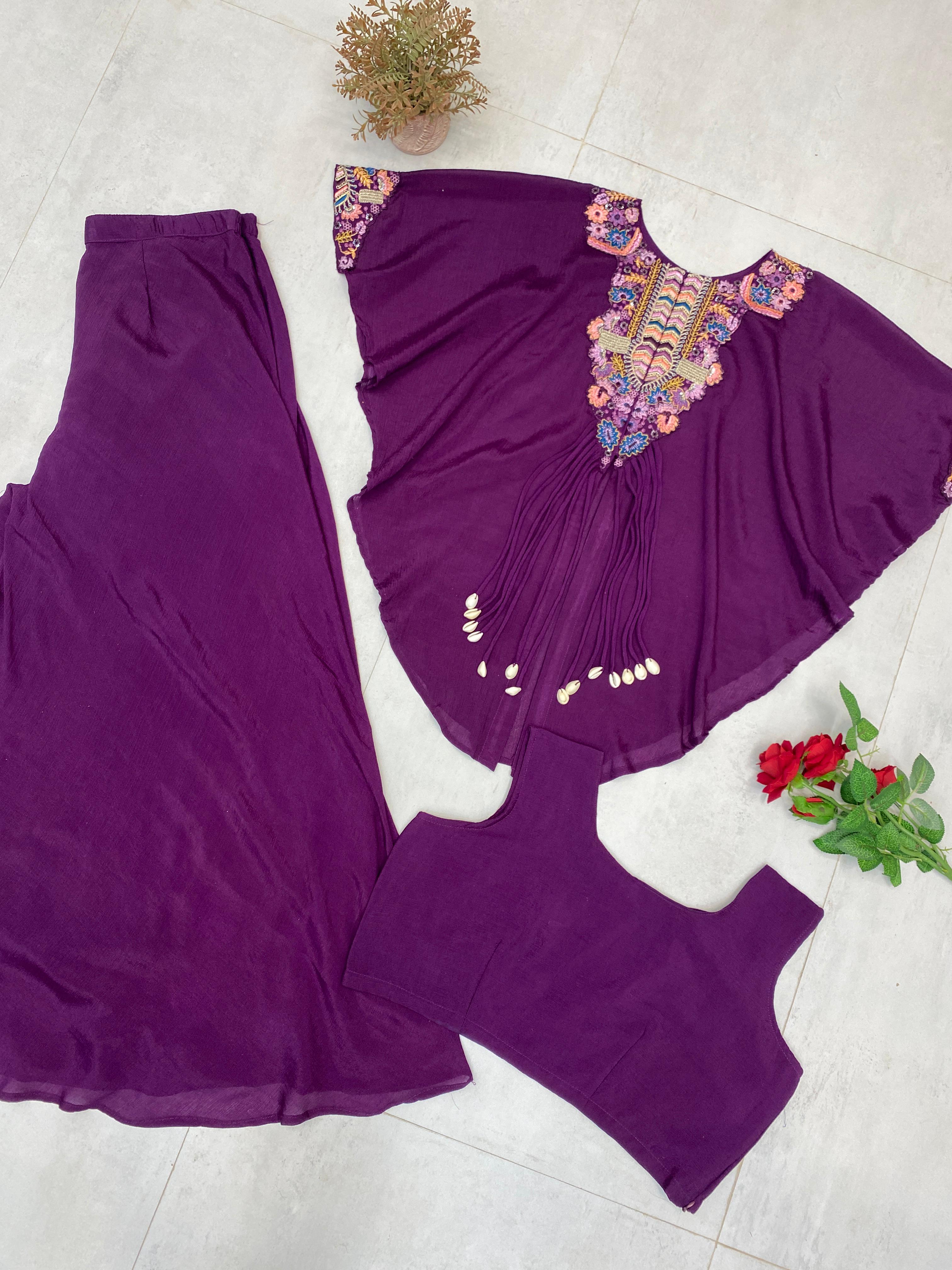 THREE PIECE INDO WESTERN WITH SEQUENCE EMBROIDERED WORK