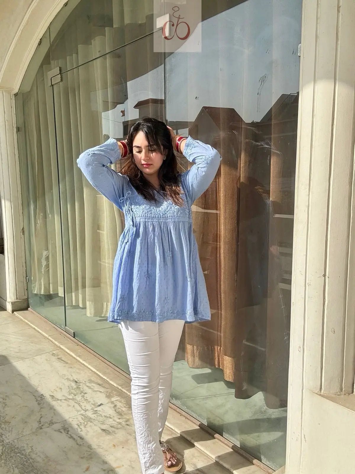 Angrakha Short Gown - chikankariofficial