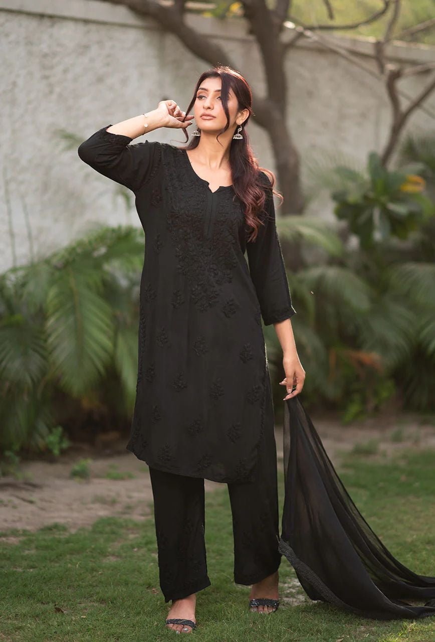 Beautiful Rayon Ombre Chikankari Speical 3pc set - chikankariofficial