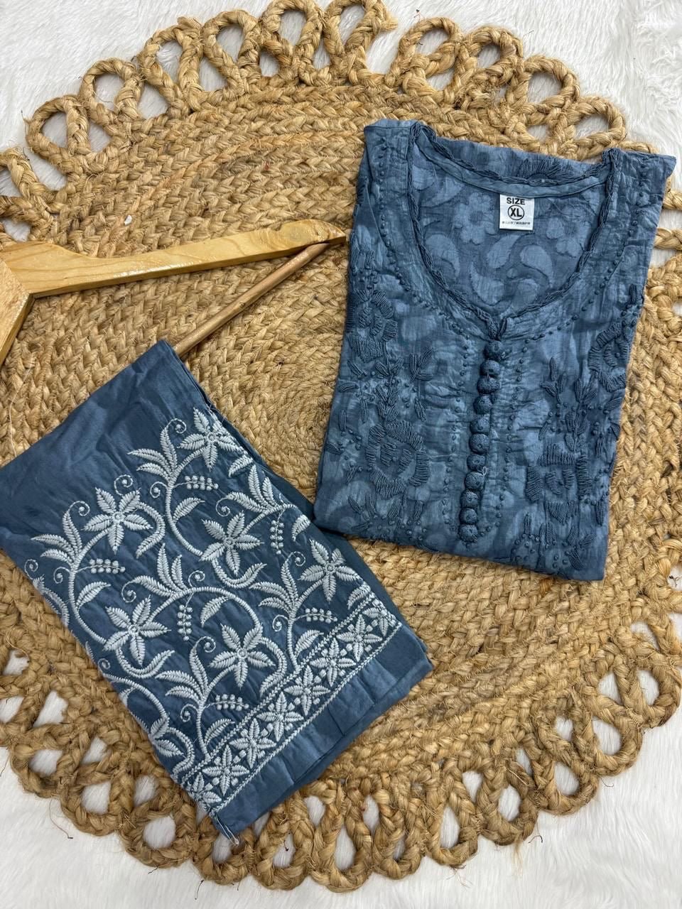 Brasso Dyed Chikankari Combo - chikankariofficial