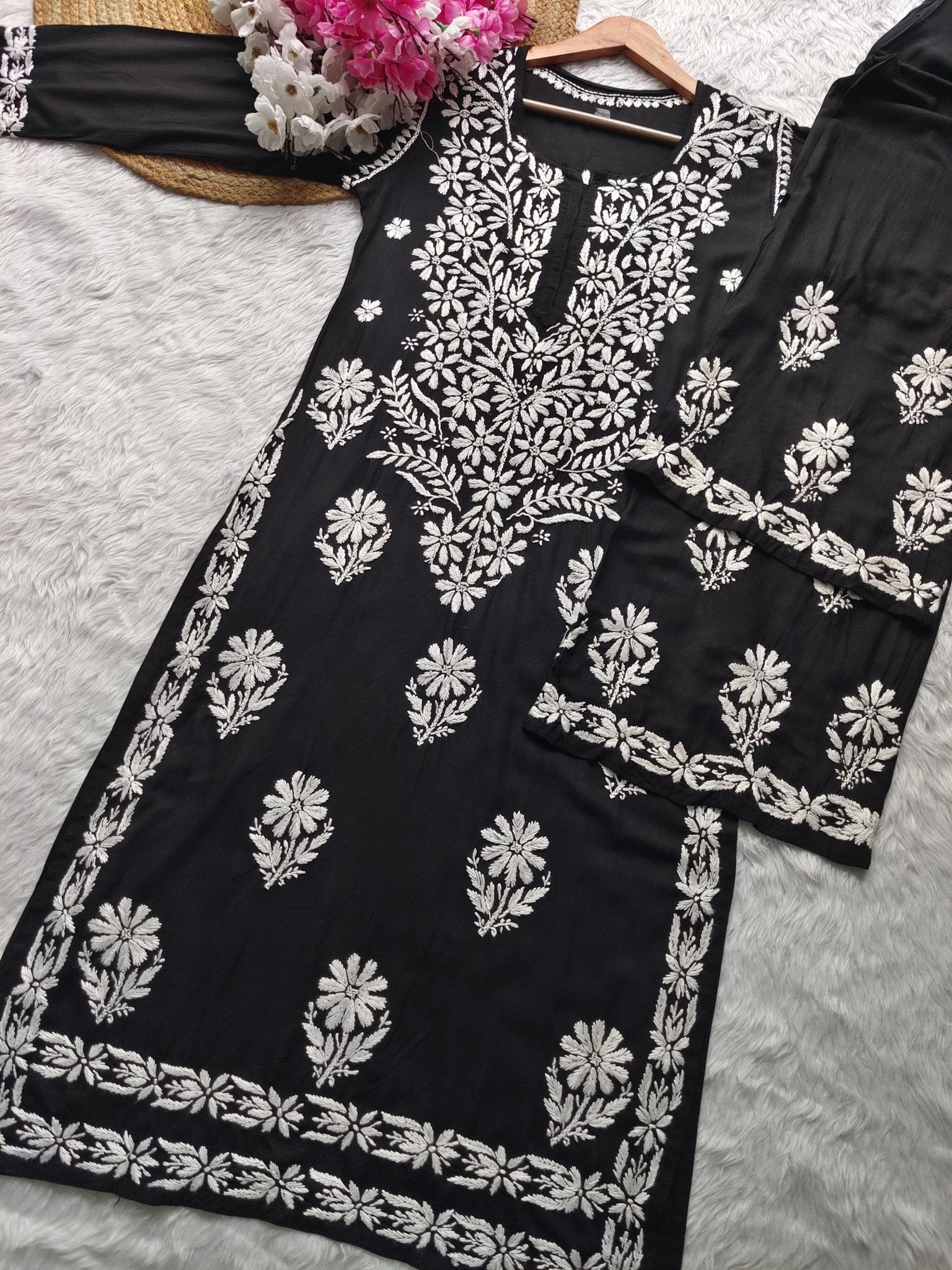 Chikankari Flower Embroidered sets - chikankariofficial