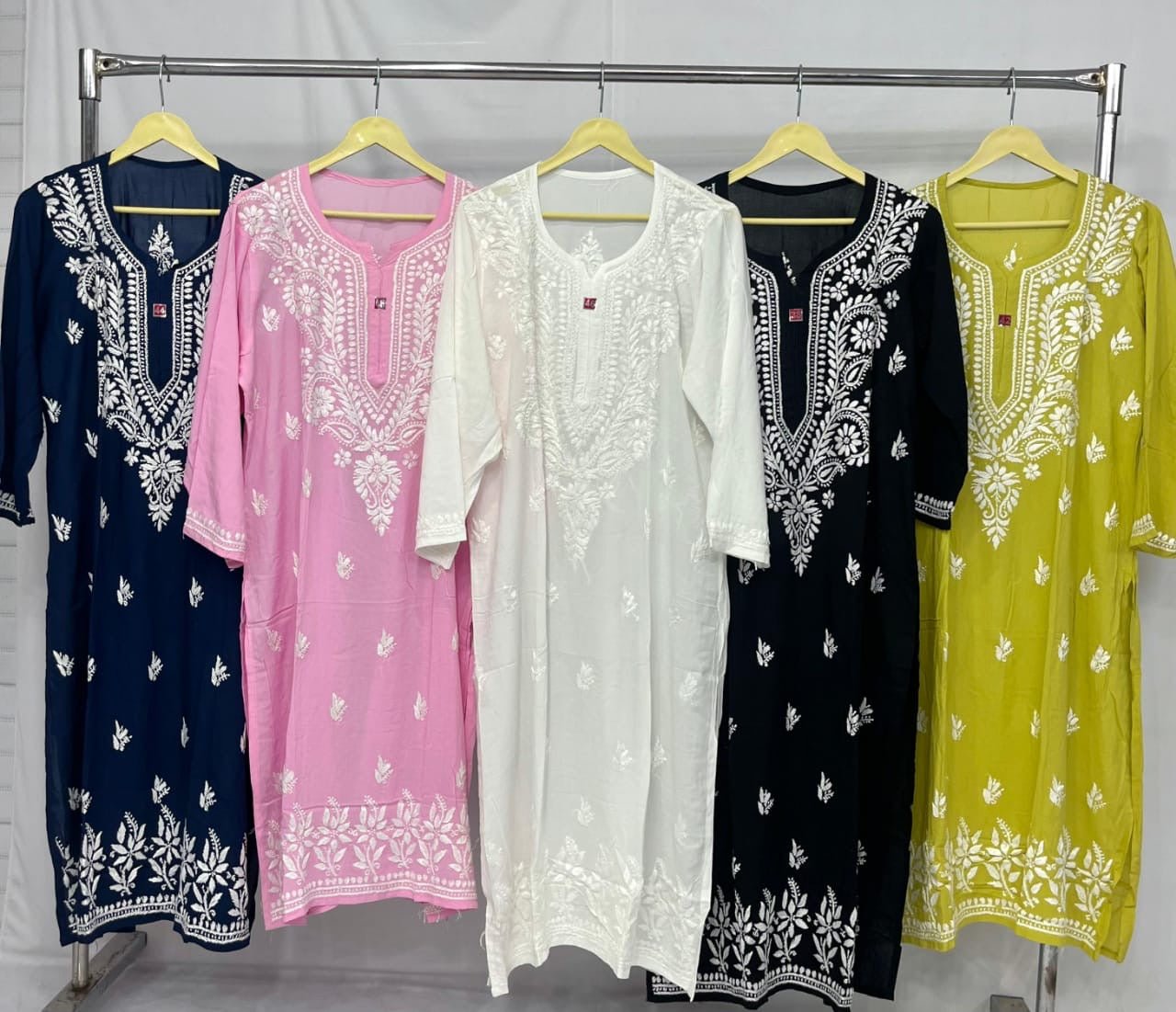 Chikankari Official 40 / black Modal Cotton Chikankari Kurtis Fresh Stocks