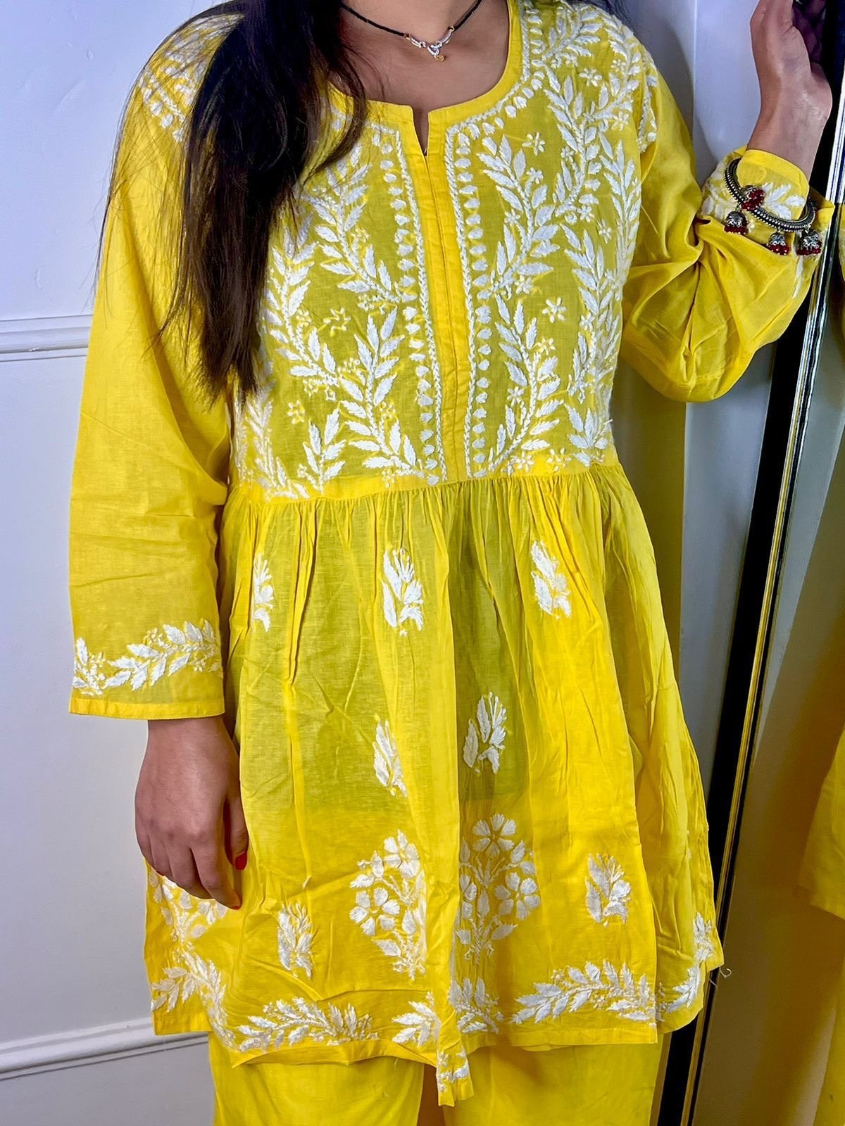 Cotton Trending Short Gown with plazzo - chikankariofficial