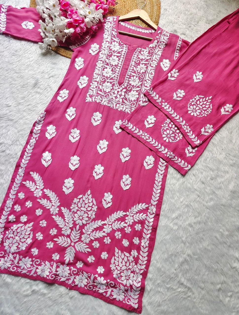 Designer Modal Kurti Plazzo Combo - chikankariofficial