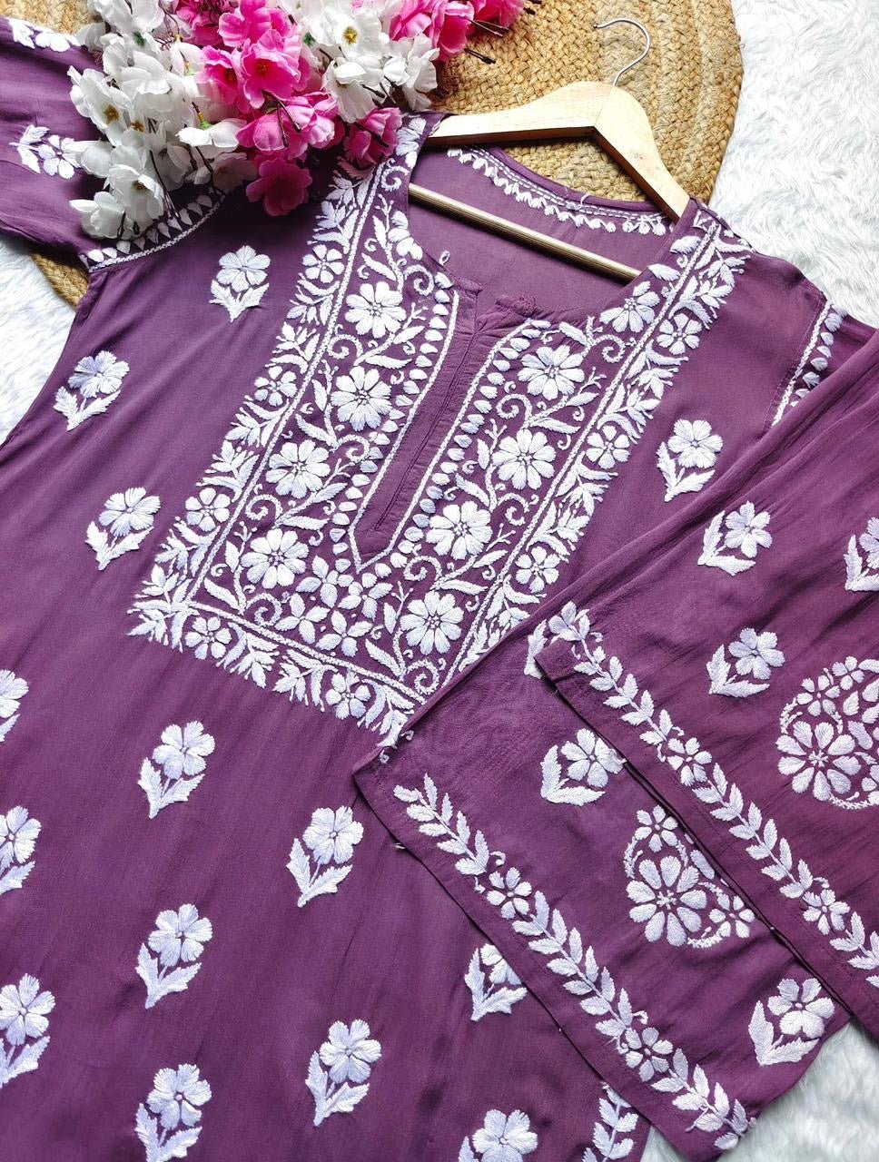 Designer Modal Kurti Plazzo Combo - chikankariofficial