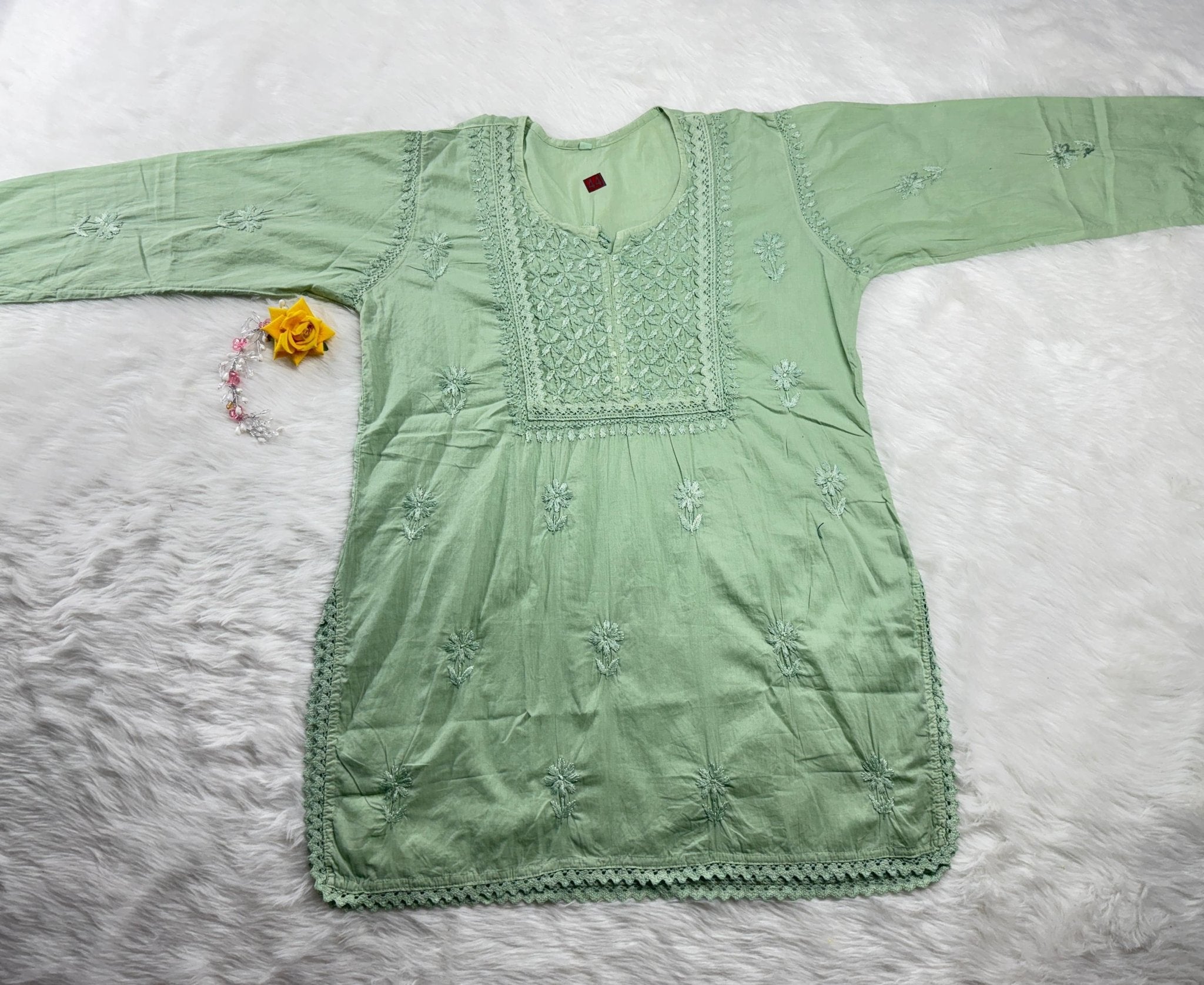 Designer Mul Short Top - chikankariofficial