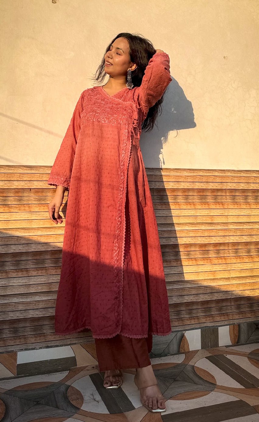 Dobby Cotton Angrakha Handworked Bhawna special - chikankariofficial