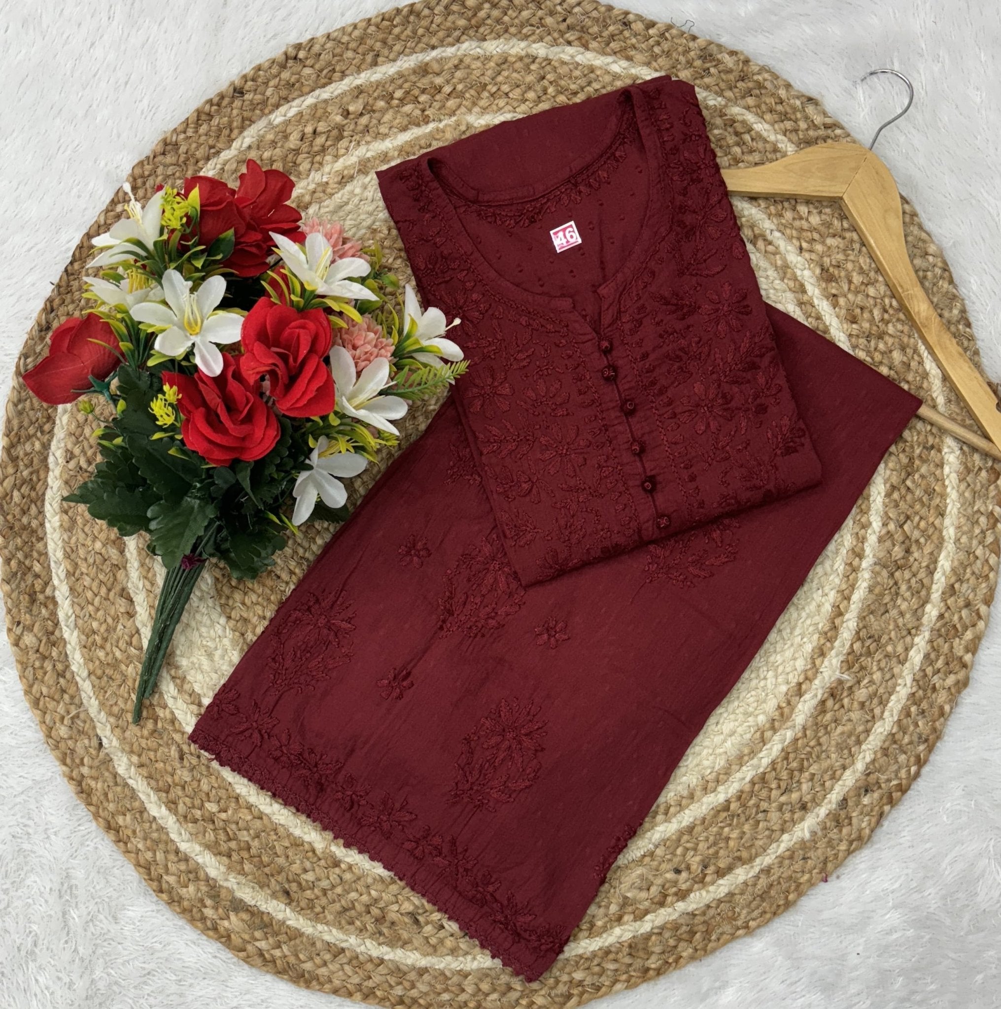 Dobby Cotton Ghass patti Work Plazzo combo - chikankariofficial