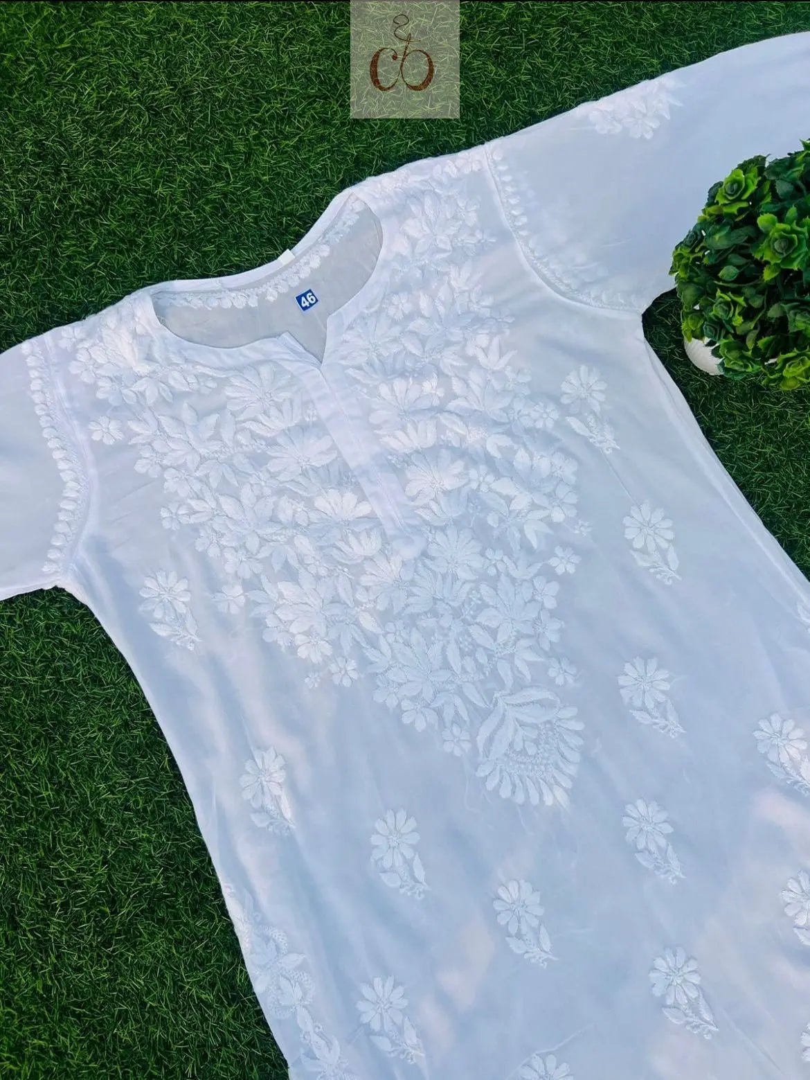 Dyeable Modal Chikankari ( White ) - chikankariofficial