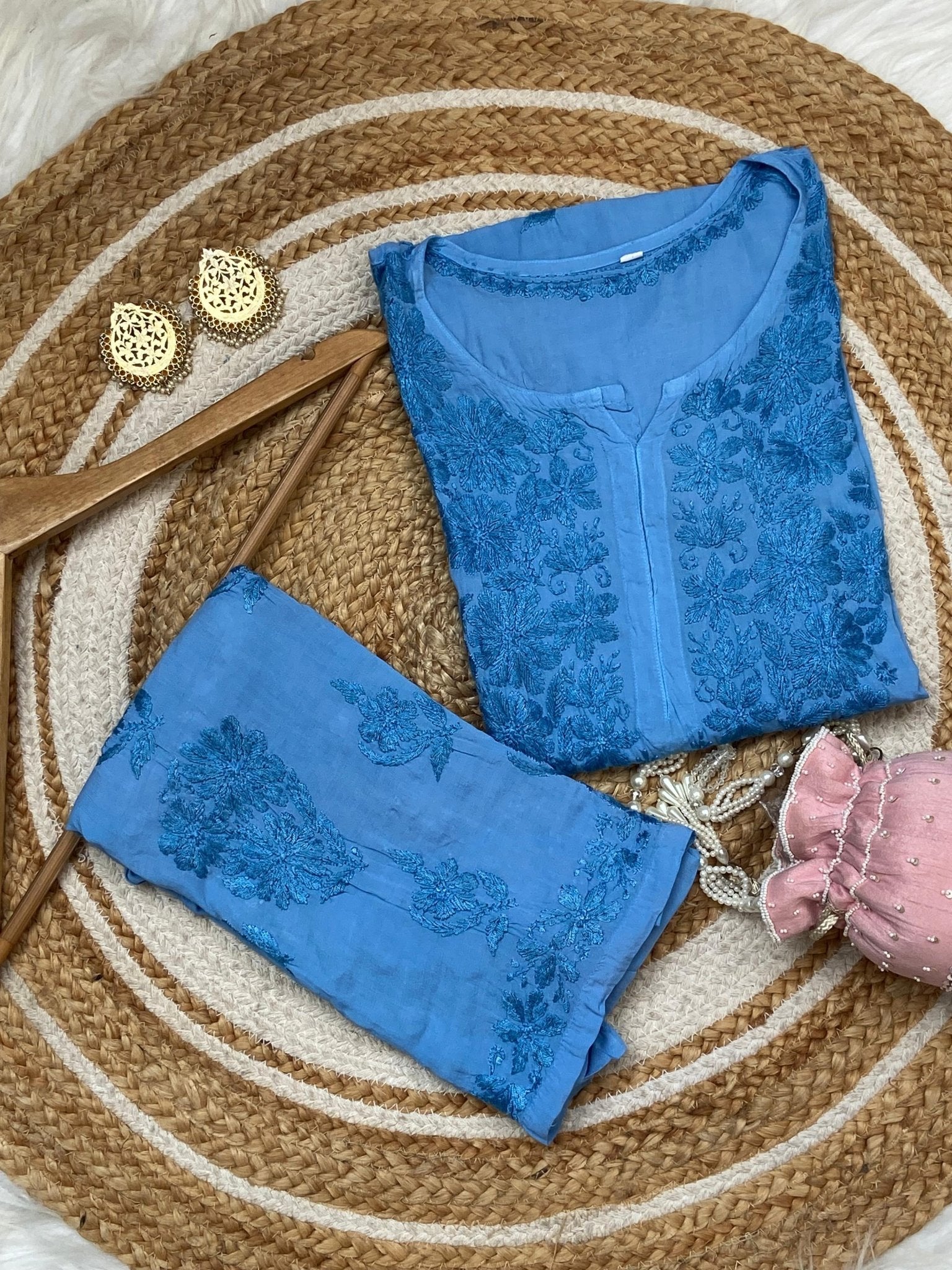 Dyeable Modal plazzo combo - finest Work - chikankariofficial