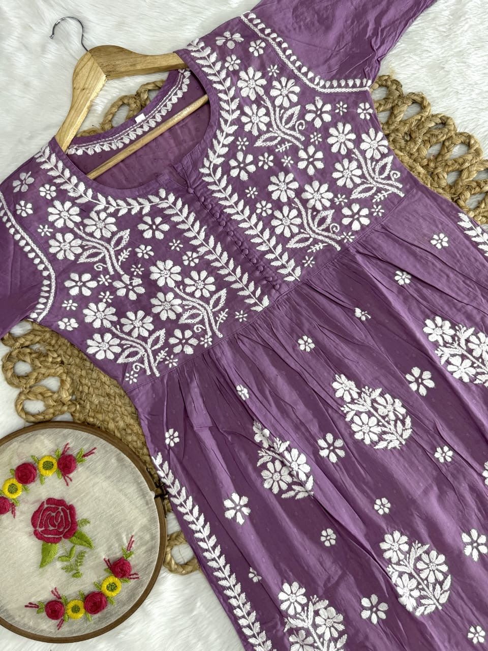 Exclusive DOBBY Nyra Cut kurti & pant in a combination of matching Set - chikankariofficial