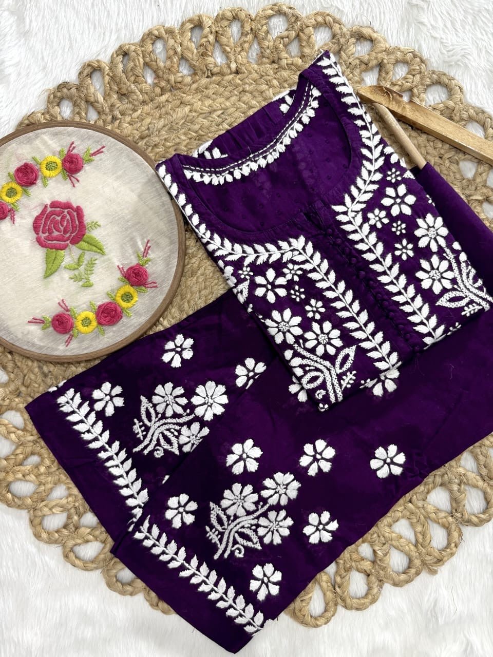 Exclusive DOBBY Nyra Cut kurti & pant in a combination of matching Set - chikankariofficial