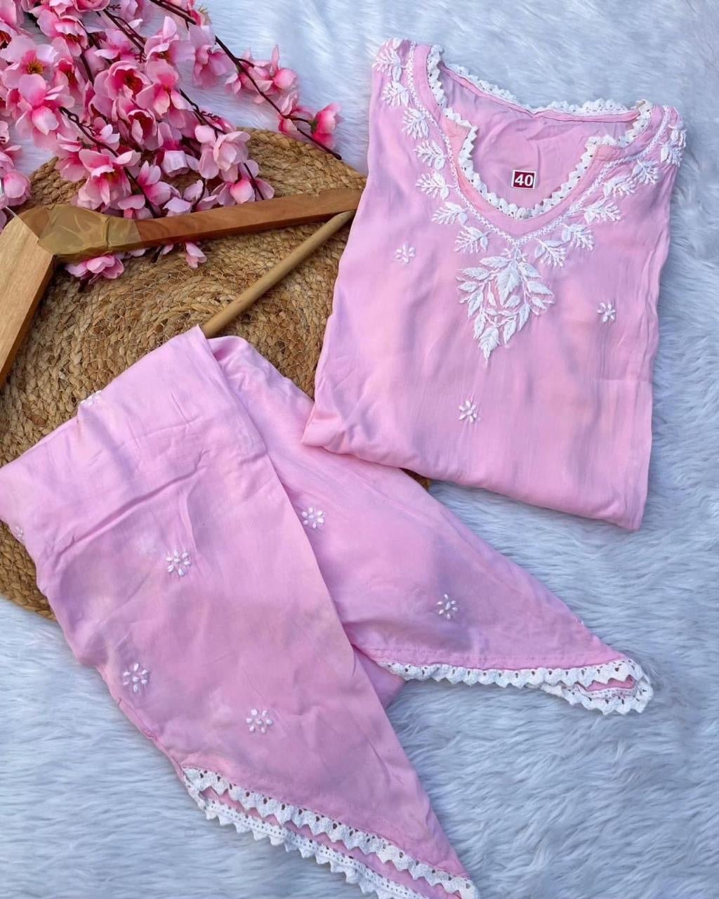 Exclusive Modal Dhoti Set - chikankariofficial