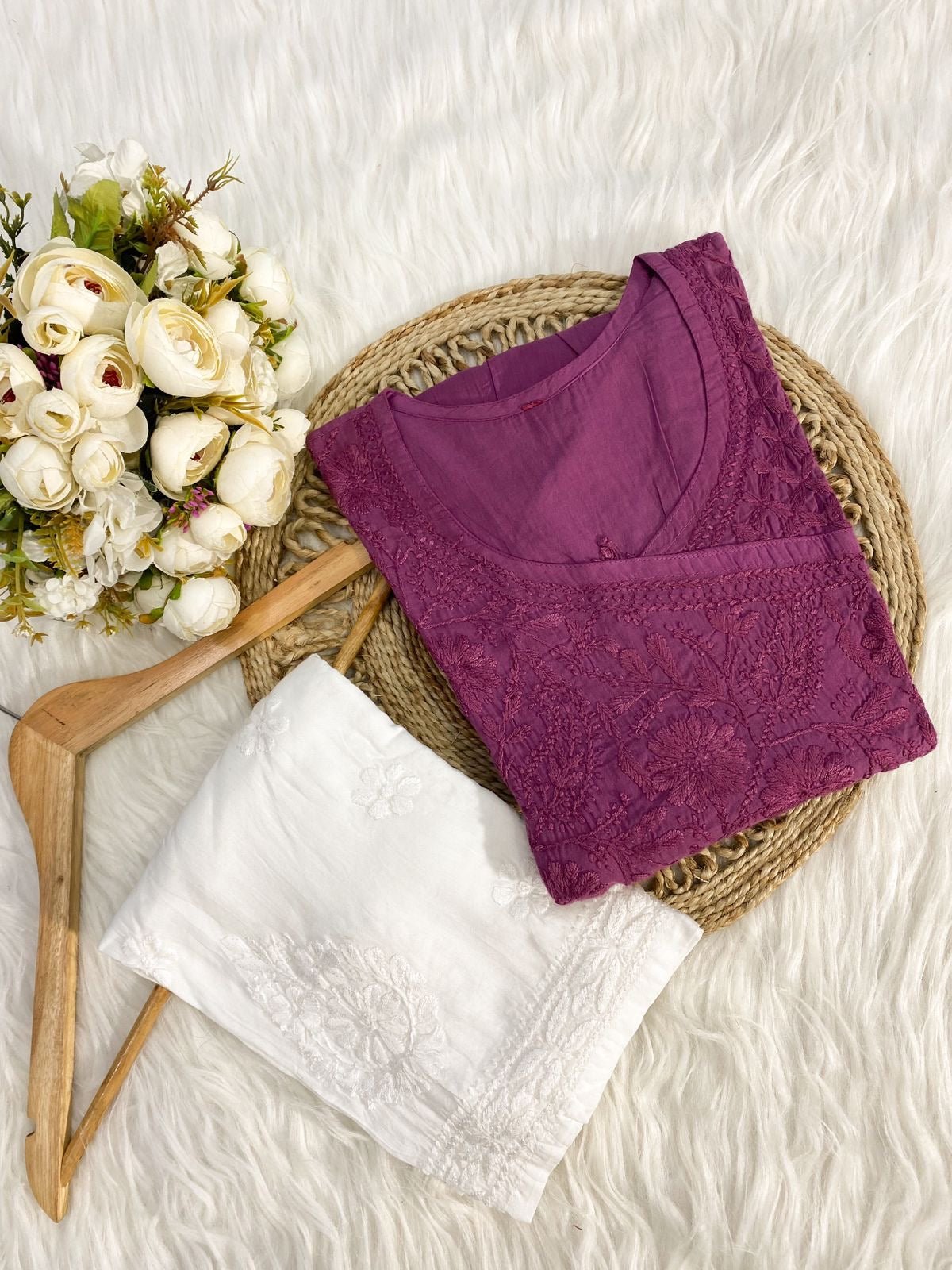 Handcrafted Mul Fancy dori Short Top - chikankariofficial