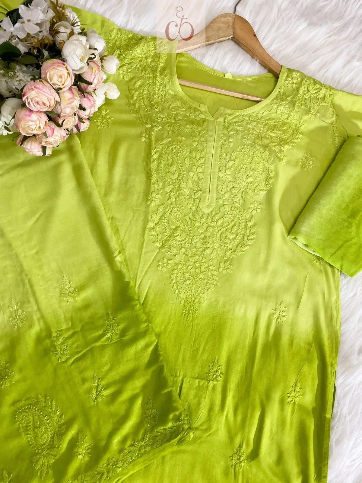 Handcrafted Soft Rayon 3pc Ombre Set ( Summer Special ) - chikankariofficial