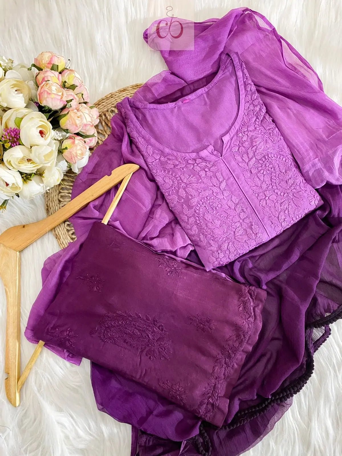 Handcrafted Soft Rayon 3pc Ombre Set ( Summer Special ) - chikankariofficial