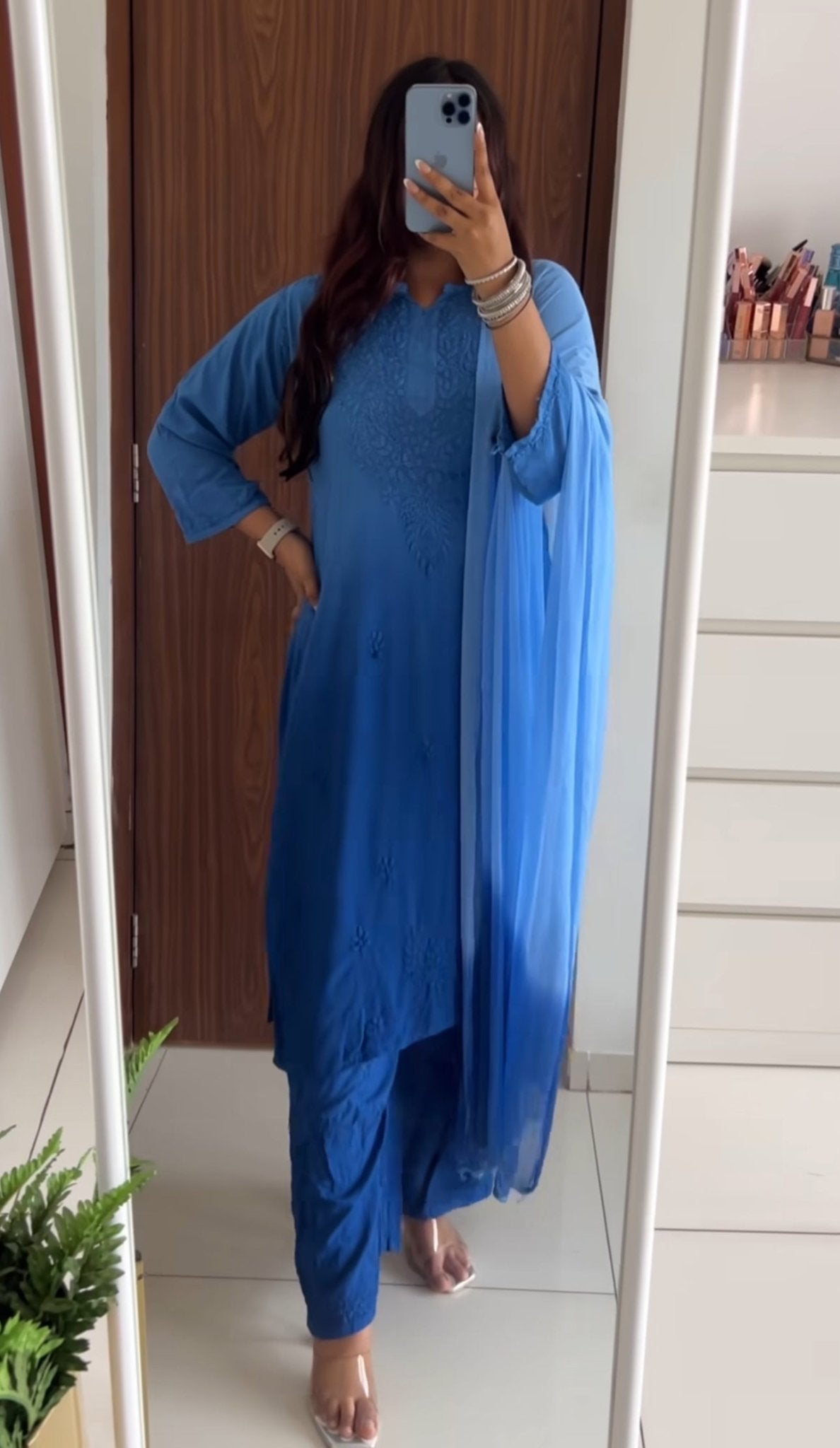 Handcrafted Soft Rayon 3pc Ombre Set ( Summer Special ) - chikankariofficial