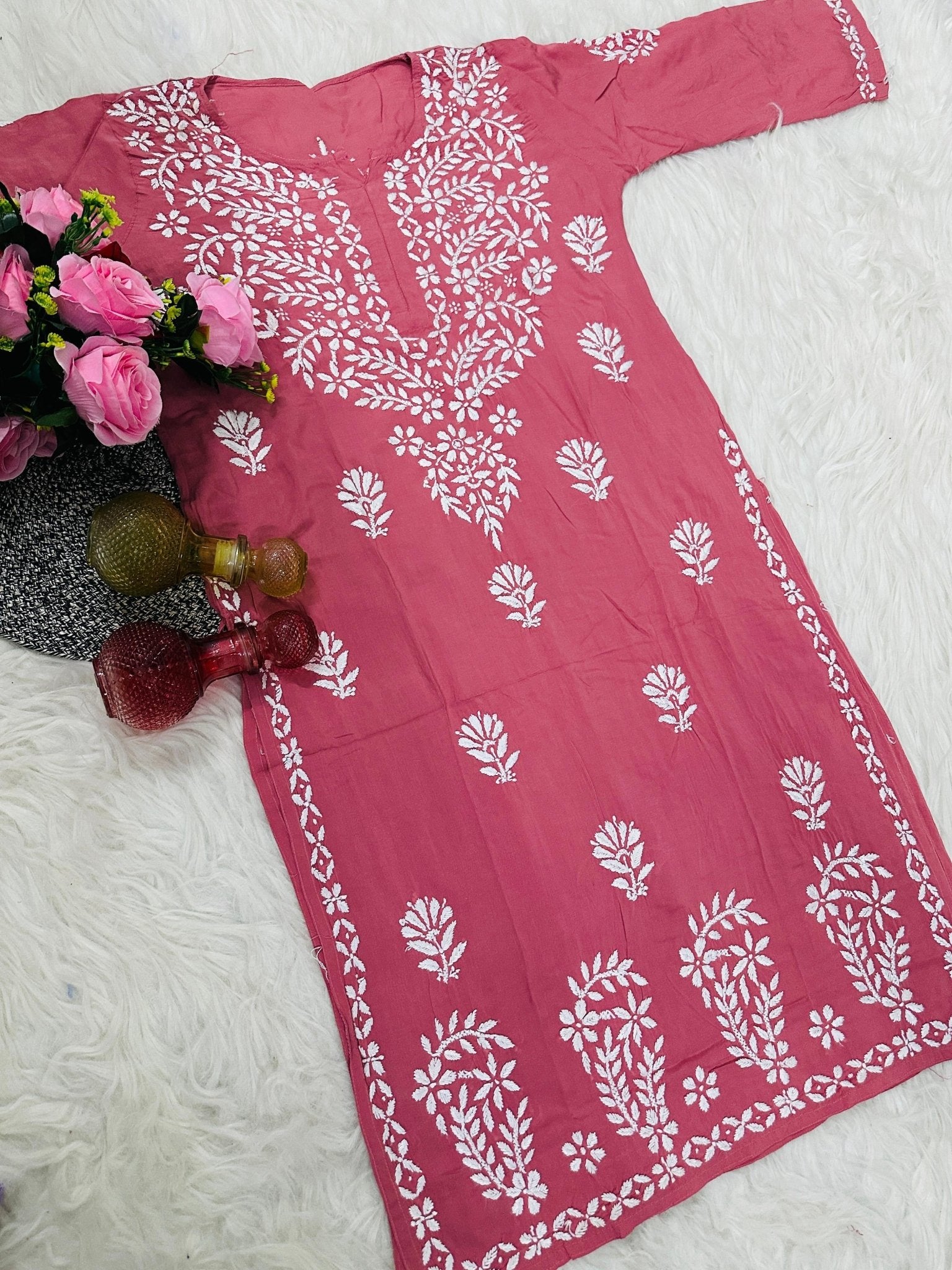 Handwork Pure Modal chikan kurti - chikankariofficial