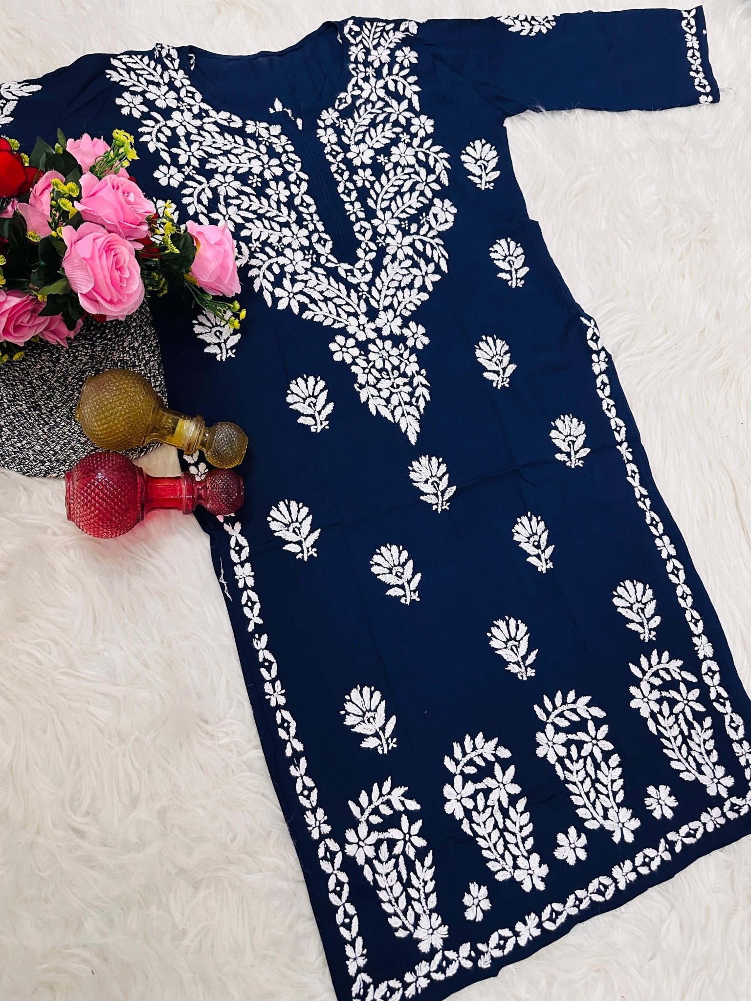 Handwork Pure Modal chikan kurti - chikankariofficial