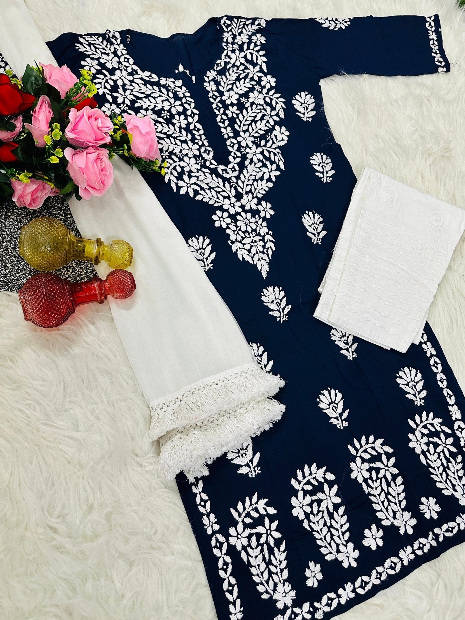 Handwork Pure Modal chikan kurti - chikankariofficial