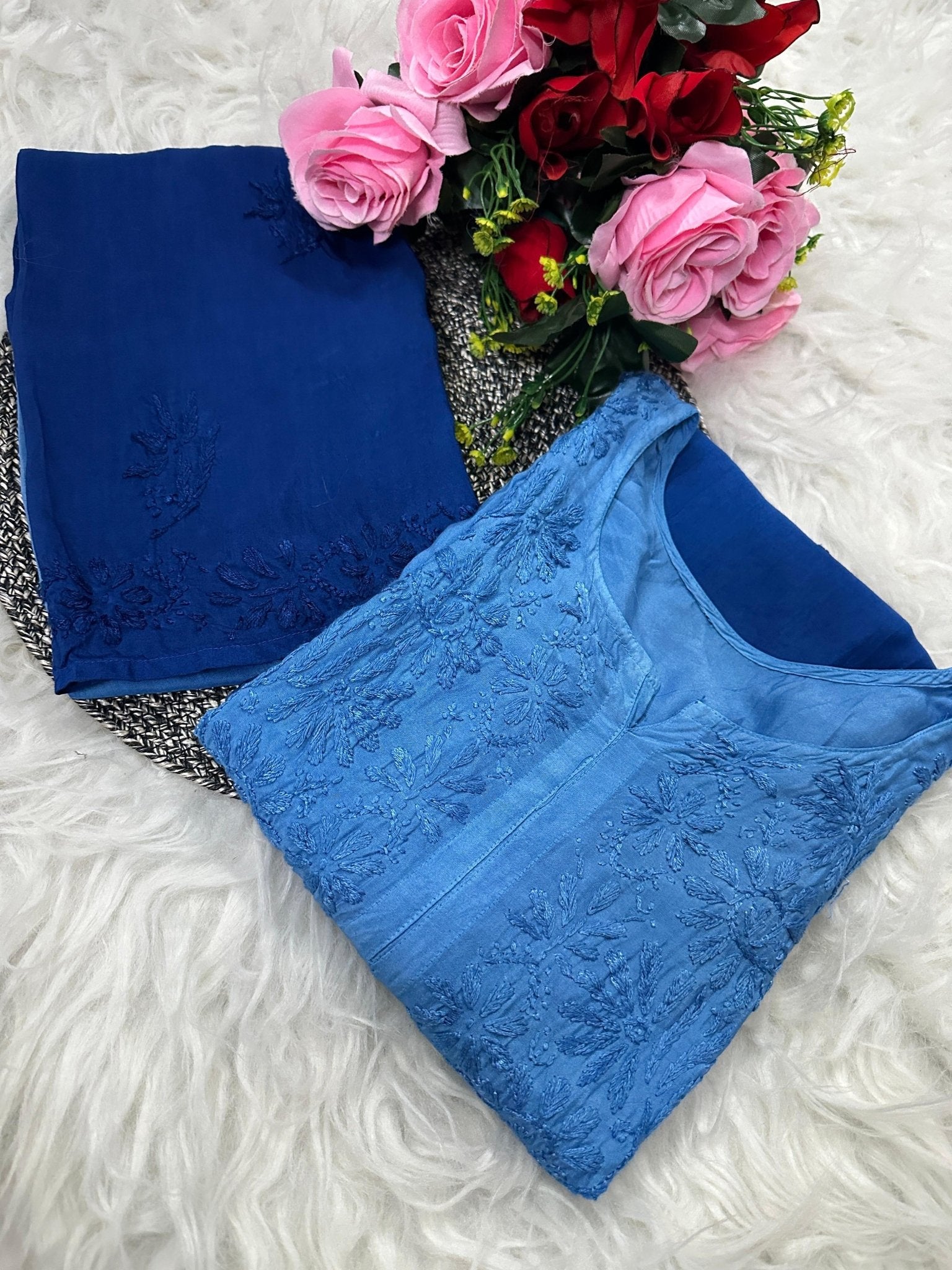 Heavy Chikankari Handwork Muslin Ombre combo - chikankariofficial