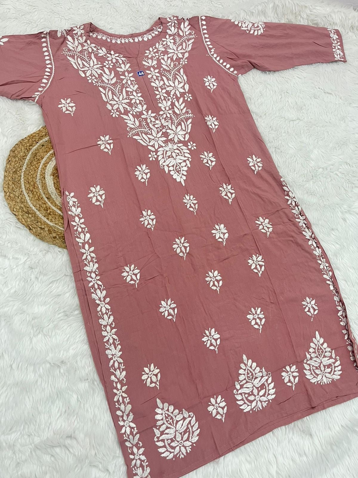 Heavy Work Rayon chikan Kurtis - chikankariofficial
