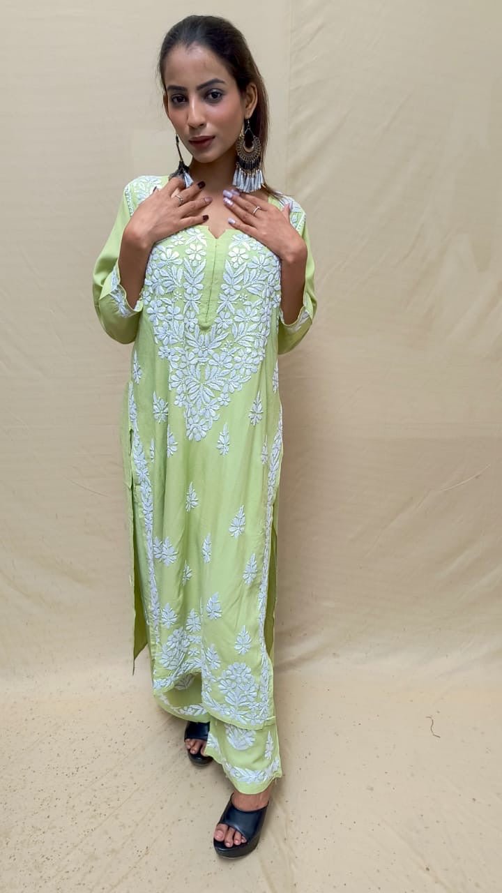 Heavy work Rayon Plazzo Set Roopal Special - chikankariofficial