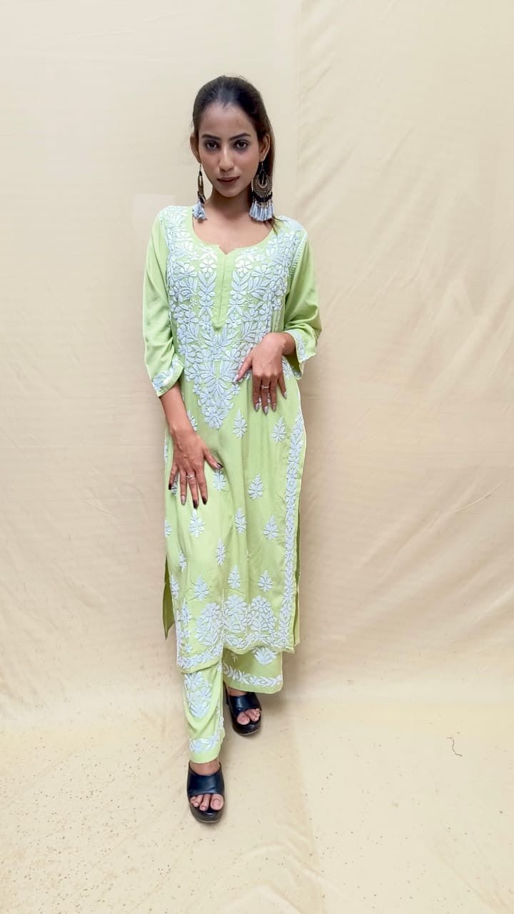 Heavy work Rayon Plazzo Set Roopal Special - chikankariofficial