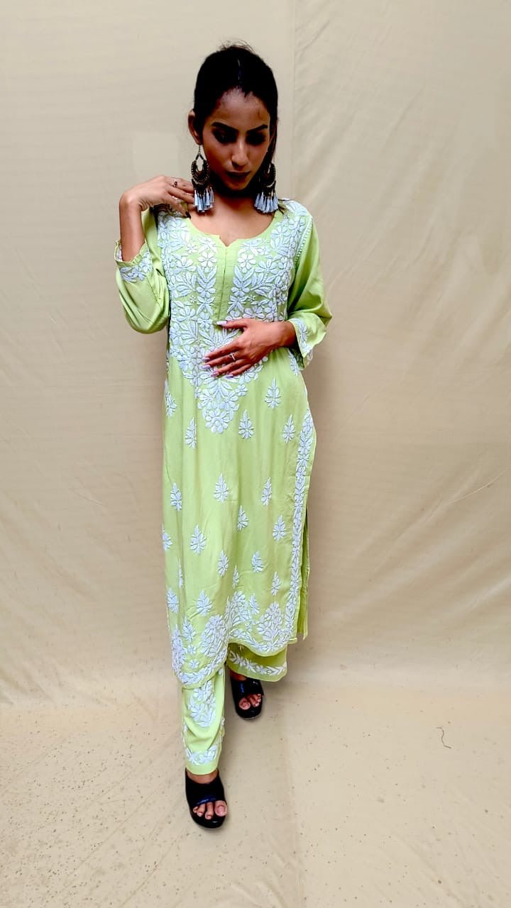 Heavy work Rayon Plazzo Set Roopal Special - chikankariofficial