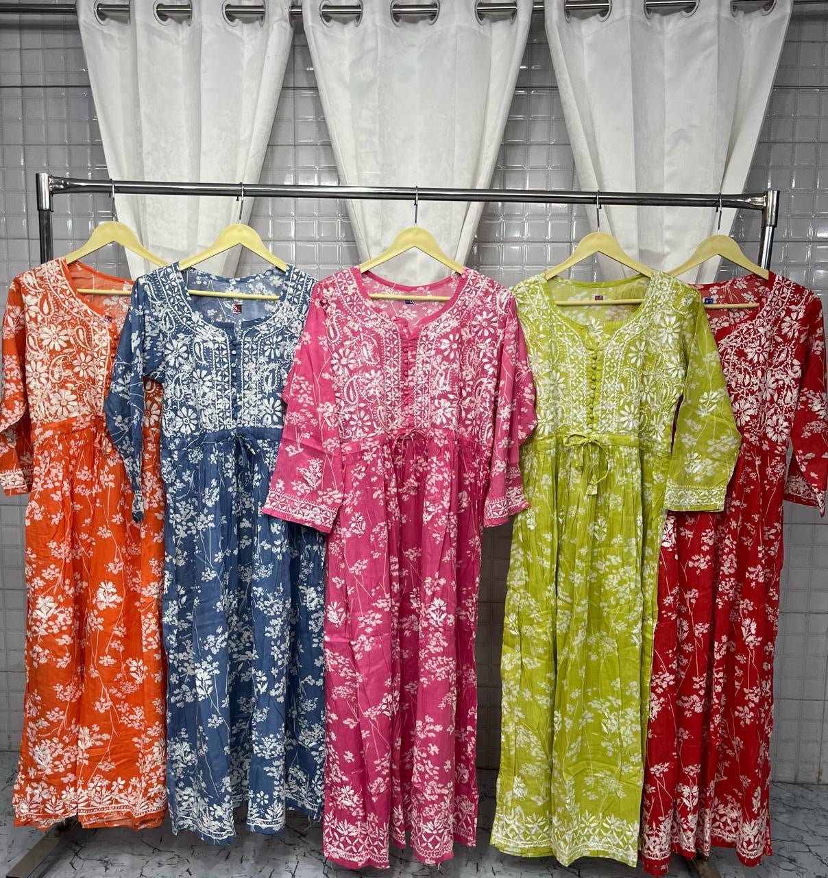 Long Adjustable Dori Gown - chikankariofficial
