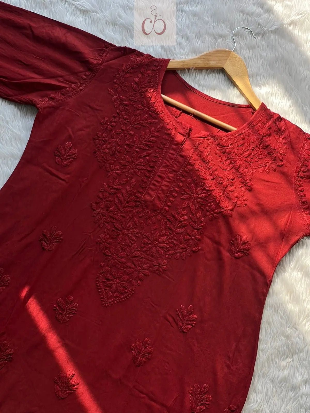 Luxe Rayon Adorned Kurti - chikankariofficial