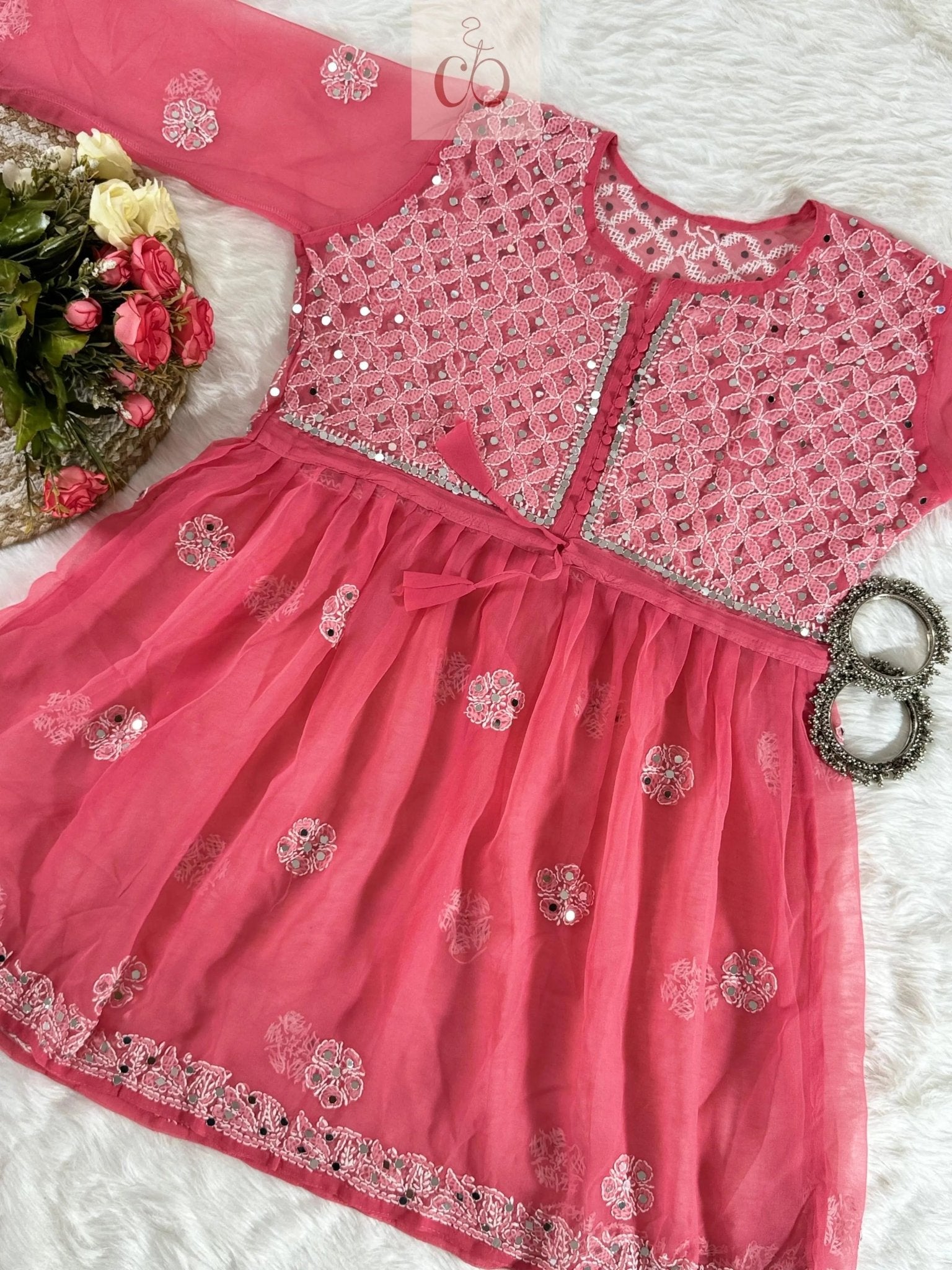 Most Viral Short Mirror Gown - chikankariofficial