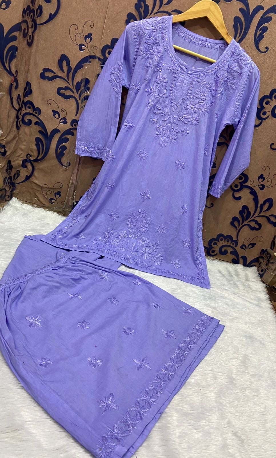 Mul Cotton Heavy Gharara set - chikankariofficial