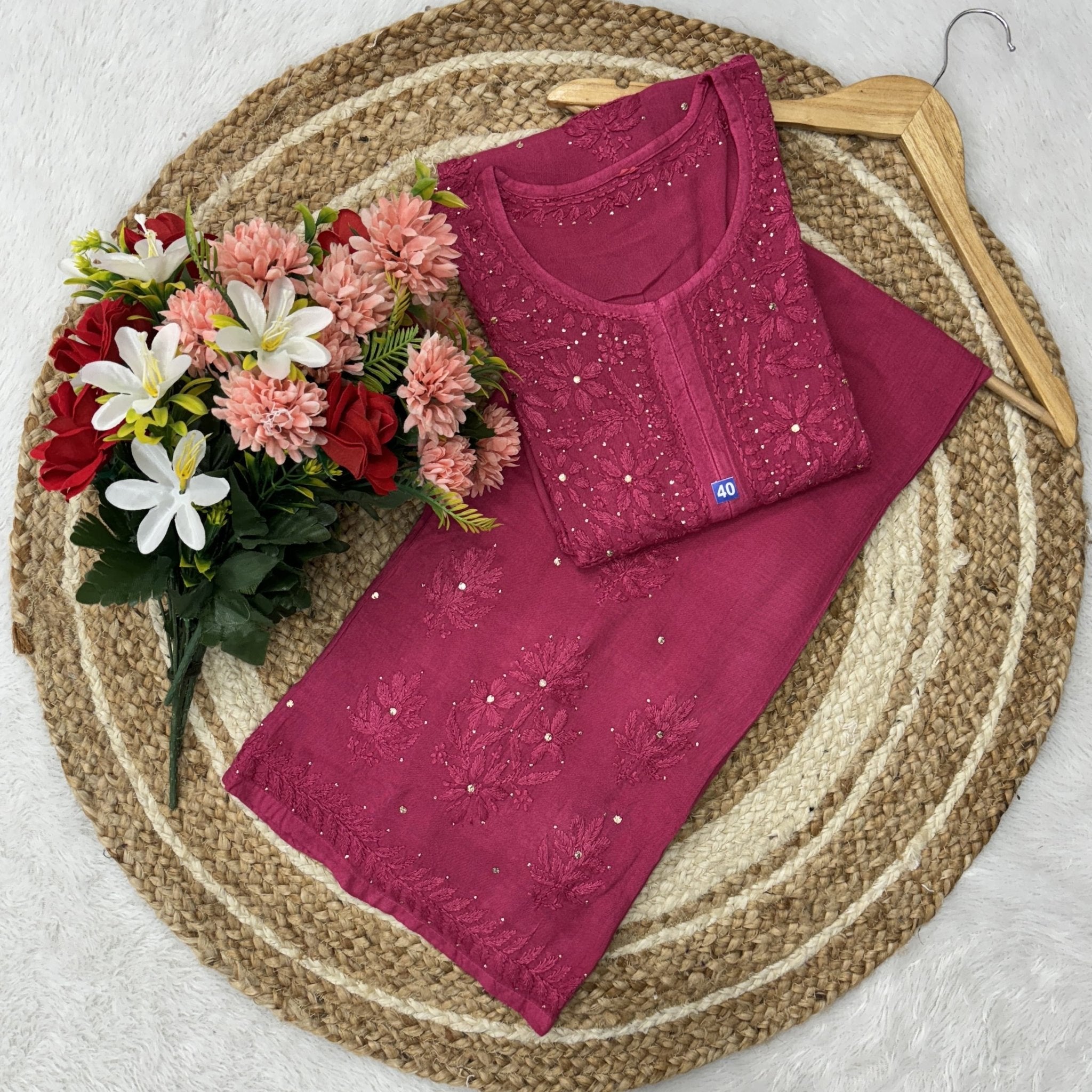 Muqaish work Rayon Co ord - chikankariofficial