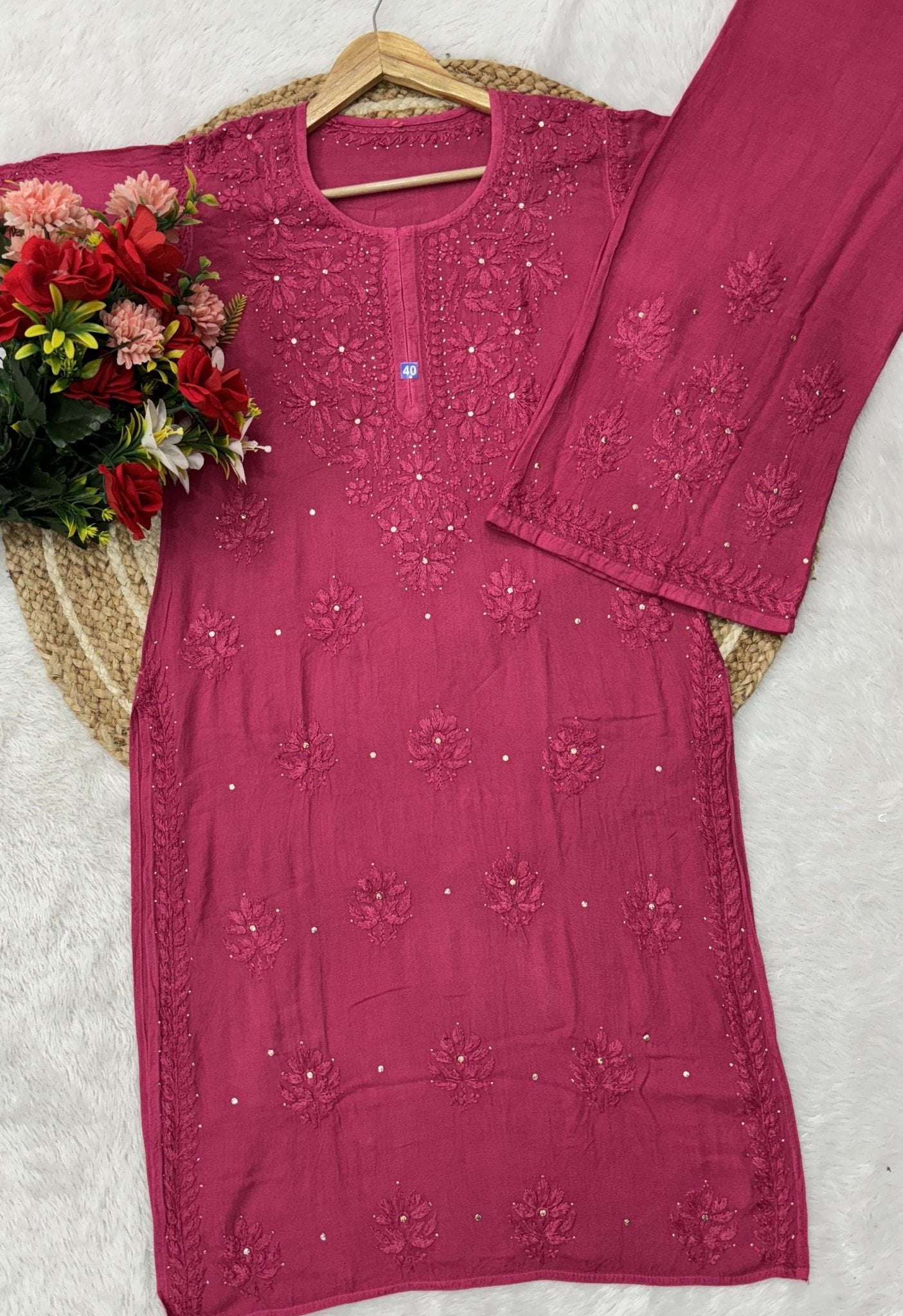 Muqaish work Rayon Co ord - chikankariofficial