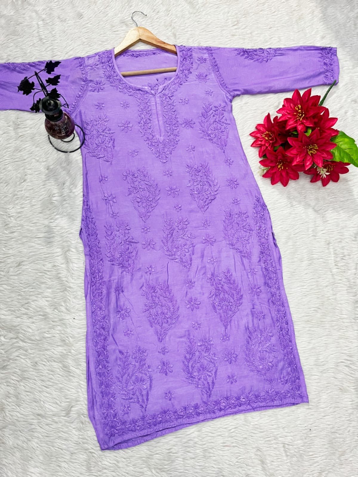 Musleen Fabric Handwork Chikankari kurti - chikankariofficial