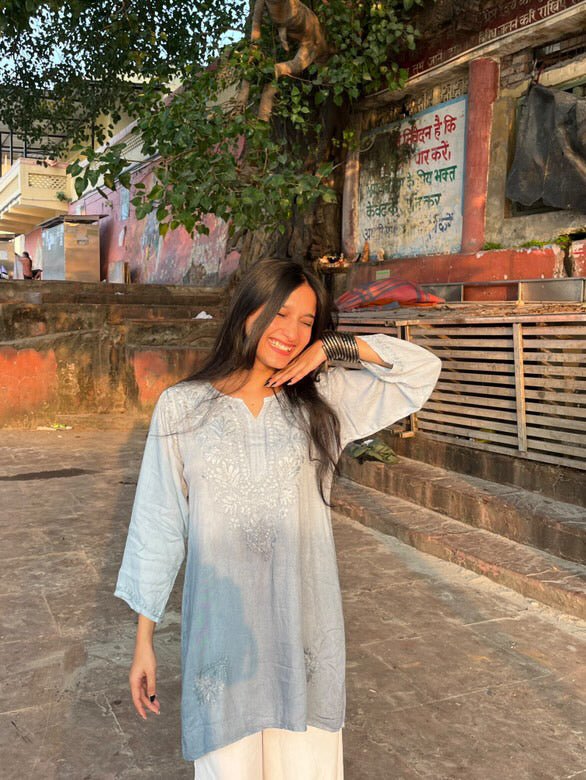Ombre Dyed Rayon Short Top ‼️ Price Drop 😍 Sanvi special - chikankariofficial