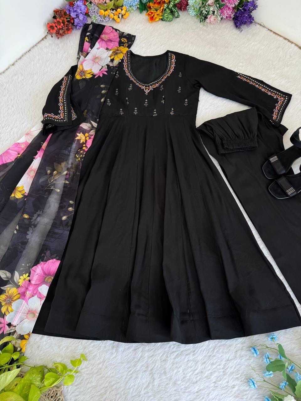 Presenting By New Party Wear Look Roman Silk Gown WithPant , Dupatta - chikankariofficial