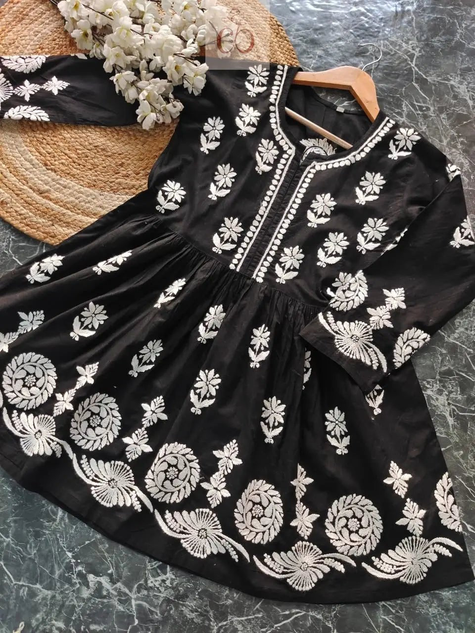 Pure Cotton Gown with Plazzo - chikankariofficial
